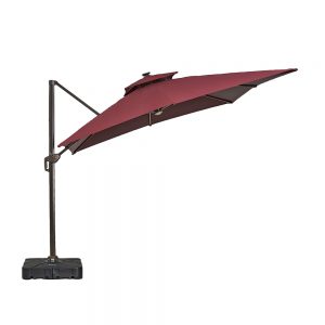 8ft square double top light umbrella red