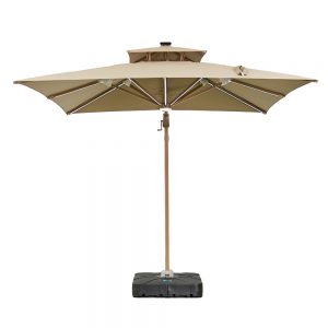 9.84ft Square Double-Top Cantilever Umbrella – Solar LED Lights