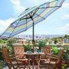 Sunny parasol 9' Outdoor Patio Umbrella, Outdoor Table Umbrella, Yard Umbrella, Market Umbrella with 8 Sturdy Ribs, Push Button Tilt and Crank