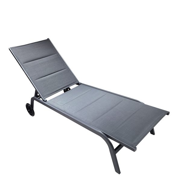 Wholesale Outdoor Pool Lounge Chair – 192x71x93cm Aluminum KD Sunbed with 2x1 Textilene & Padded Cushion