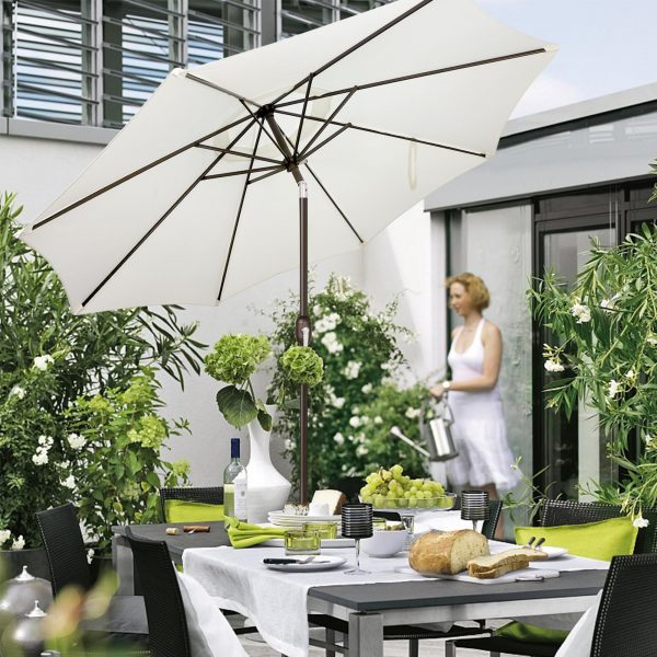 Sunny parasol 9' Outdoor Patio Umbrella, Outdoor Table Umbrella, Yard Umbrella, Market Umbrella with 8 Sturdy Ribs, Push Button Tilt and Crank