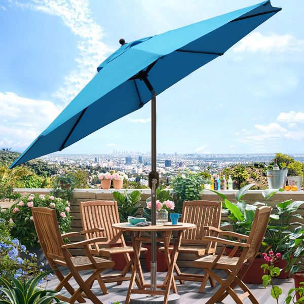 Sunny parasol 9' Outdoor Patio Umbrella, Outdoor Table Umbrella, Yard Umbrella, Market Umbrella with 8 Sturdy Ribs, Push Button Tilt and Crank