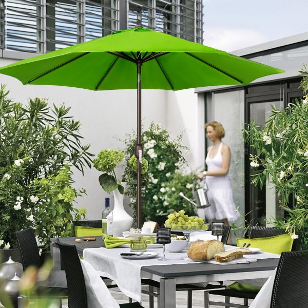 Sunny parasol 9' Outdoor Patio Umbrella, Outdoor Table Umbrella, Yard Umbrella, Market Umbrella with 8 Sturdy Ribs, Push Button Tilt and Crank