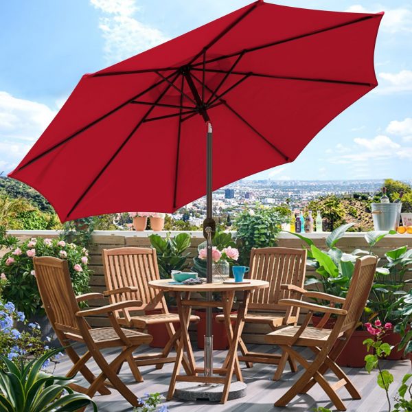 Sunny parasol 9' Outdoor Patio Umbrella, Outdoor Table Umbrella, Yard Umbrella, Market Umbrella with 8 Sturdy Ribs, Push Button Tilt and Crank