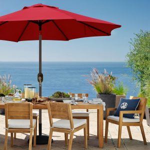 6.5ft Bohemian Beach Umbrella with Tassel Outdoor Patio Umbrella 50 UV Protection Large Pool Umbrella with Tilt Function Patio Table Umbrella 1.26 Inch Wooden Pole Portable Market Umbrella