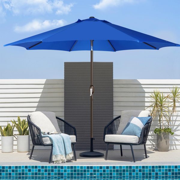 Sunny parasol 9' Outdoor Patio Umbrella, Outdoor Table Umbrella, Yard Umbrella, Market Umbrella with 8 Sturdy Ribs, Push Button Tilt and Crank