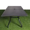 7-Piece Outdoor Dining Set – 62"x38" Rectangle Table with 6 Stackable Patio Chairs, All-Weather Black Metal Furniture for Garden/Patio