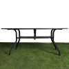 7-Piece Outdoor Dining Set – 62"x38" Rectangle Table with 6 Stackable Patio Chairs, All-Weather Black Metal Furniture for Garden/Patio