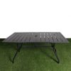 7-Piece Outdoor Dining Set – 62"x38" Rectangle Table with 6 Stackable Patio Chairs, All-Weather Black Metal Furniture for Garden/Patio