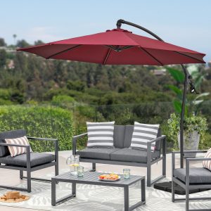 6.5ft Bohemian Beach Umbrella with Tassel Outdoor Patio Umbrella 50 UV Protection Large Pool Umbrella with Tilt Function Patio Table Umbrella 1.26 Inch Wooden Pole Portable Market Umbrella