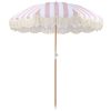 Beach Parasol Umbrella 1.8m/5.9ft, Pink And White Striped Table Umbrella, Outdoor Tassel Center Column Parasol, Tilt, 180g Polyester Umbrella Fabric, Sun Protection/shade