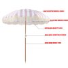 Beach Parasol Umbrella 1.8m/5.9ft, Pink And White Striped Table Umbrella, Outdoor Tassel Center Column Parasol, Tilt, 180g Polyester Umbrella Fabric, Sun Protection/shade
