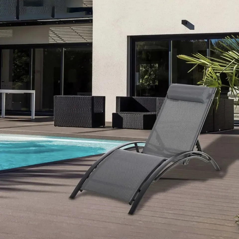 Black pool lounge chair Outdoor Chaise Lounge