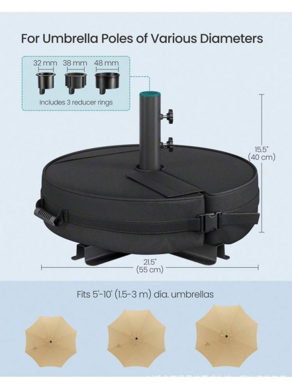 7e2c5360-1129-4c4a-82d4-17500c5a44a7 Umbrella Stand, Round Patio Umbrella Stand, Sand Fill Bag 66 lbs, for 5 10ft Umbrellas, Heavy Duty, for Different Diameters of Pole, Outdoor Beach Lawn, Black