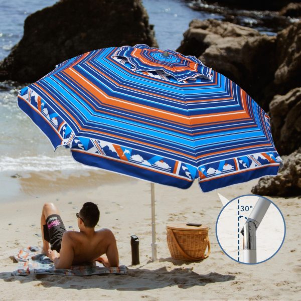 Sunnyparasol 7ft Heavy Duty High Wind Beach Umbrella Parasols with sand anchor & Tilt Sun Shelter, UV 50+ Protection Outdoor Sunshade Umbrellas Carry Bag for Patio Garden Pool Backyard
