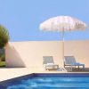 6.5ft Bohemian Beach Umbrella with Tassel Outdoor Patio Umbrella 50 UV Protection Large Pool Umbrella with Tilt Function Patio Table Umbrella 1.26 Inch Wooden Pole Portable Market Umbrella