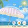 6.5ft Bohemian Beach Umbrella with Tassel Outdoor Patio Umbrella 50 UV Protection Large Pool Umbrella with Tilt Function Patio Table Umbrella 1.26 Inch Wooden Pole Portable Market Umbrella