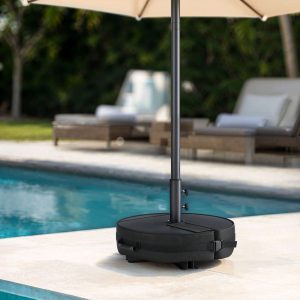 Umbrella Stand, Round Patio Umbrella Stand, Sand Fill Bag 66 lbs, for 5 10ft Umbrellas, Heavy Duty, for Different Diameters of Pole, Outdoor Beach Lawn, Black