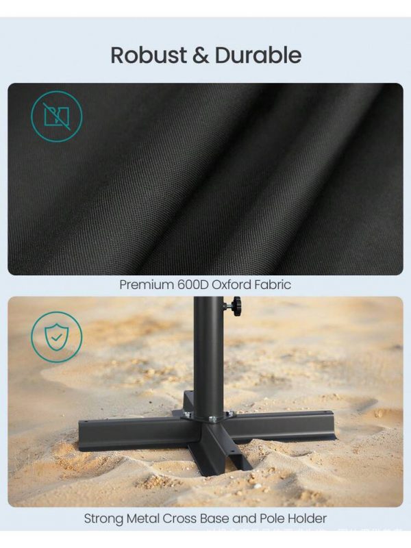 Sand Fill Bag 66 lbs (3) Umbrella Stand, Round Patio Umbrella Stand, Sand Fill Bag 66 lbs, for 5 10ft Umbrellas, Heavy Duty, for Different Diameters of Pole, Outdoor Beach Lawn, Black