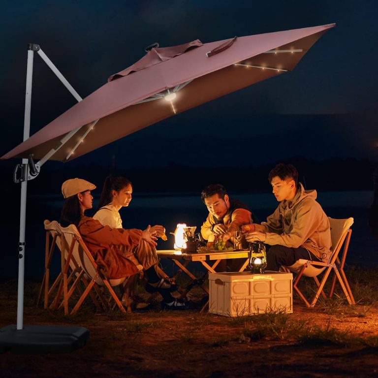 Wine red square lamp umbrella