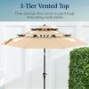 Wholesale 10ft 3-Tier Market Patio Umbrella, Outdoor Sun Shade with Tilt, Crank Lift, 8 Ribs for Backyard, Deck, Poolside