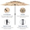 Wholesale 10ft 3-Tier Market Patio Umbrella, Outdoor Sun Shade with Tilt, Crank Lift, 8 Ribs for Backyard, Deck, Poolside