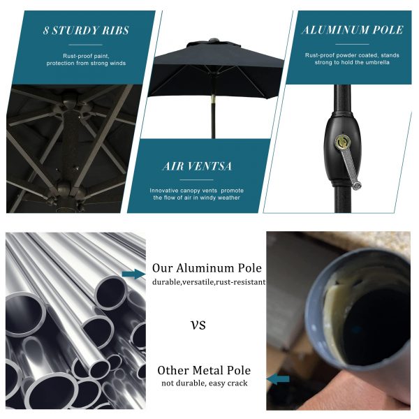 Wholesale 6.5 x 10 FT Outdoor Patio Umbrella with LED Lights, Rectangular Patio Table Umbrella for Inside of Pool, Market Umbrella with Tilt Aluminum Pole and Crank Handle, Garden, Backyard, Beach