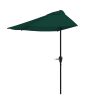 Customize Garden Half Umbrella - 9 ft Patio Umbrella with Easy Crank - Outdoor Patio Shade - Small Canopy for Balcony, Table or Deck