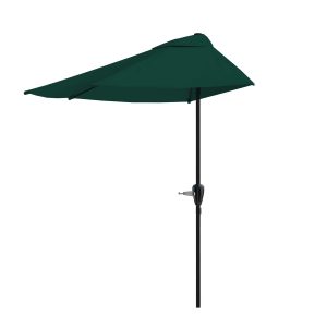 Customize Garden Half Umbrella - 9 ft Patio Umbrella with Easy Crank - Outdoor Patio Shade - Small Canopy for Balcony, Table or Deck