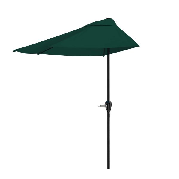 Customize Garden Half Umbrella - 9 ft Patio Umbrella with Easy Crank - Outdoor Patio Shade - Small Canopy for Balcony, Table or Deck