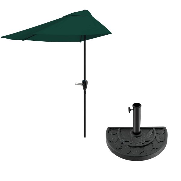 Customize Garden Half Umbrella - 9 ft Patio Umbrella with Easy Crank - Outdoor Patio Shade - Small Canopy for Balcony, Table or Deck