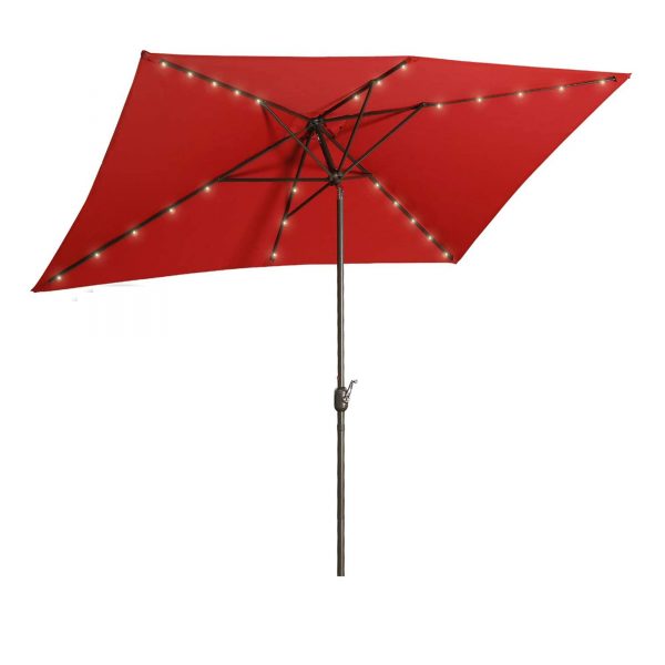 Wholesale 6.5 x 10 FT Outdoor Patio Umbrella with LED Lights, Rectangular Patio Table Umbrella for Inside of Pool, Market Umbrella with Tilt Aluminum Pole and Crank Handle, Garden, Backyard, Beach