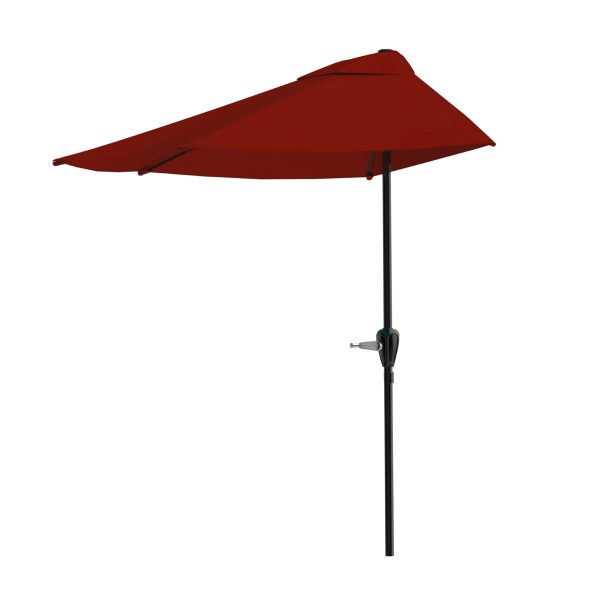 Customize Garden Half Umbrella - 9 ft Patio Umbrella with Easy Crank - Outdoor Patio Shade - Small Canopy for Balcony, Table or Deck