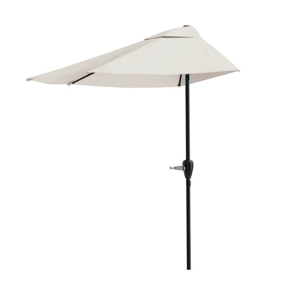 Customize Garden Half Umbrella - 9 ft Patio Umbrella with Easy Crank - Outdoor Patio Shade - Small Canopy for Balcony, Table or Deck