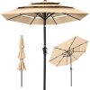 Wholesale 10ft 3-Tier Market Patio Umbrella, Outdoor Sun Shade with Tilt, Crank Lift, 8 Ribs for Backyard, Deck, Poolside
