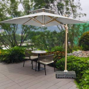 10'x11.5' Commercial Cantilever Umbrella | Custom LED Lights & Logo