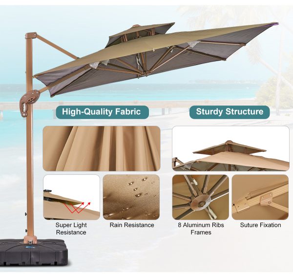 13'x13' Large Square Parasol | Cantilever Design