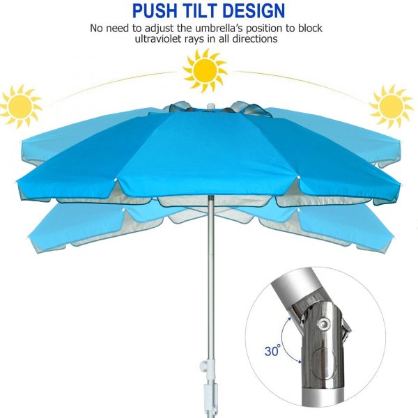 Wholesale Foldable Beach Umbrella Customizable Sun Shade Umbrellas 6FT Foldable Travel Beach Umbrella with Sand Anchor
