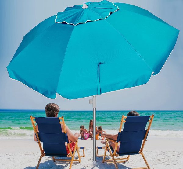 Wholesale Foldable Beach Umbrella Customizable Sun Shade Umbrellas 6FT Foldable Travel Beach Umbrella with Sand Anchor