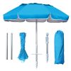 Wholesale Foldable Beach Umbrella Customizable Sun Shade Umbrellas 6FT Foldable Travel Beach Umbrella with Sand Anchor