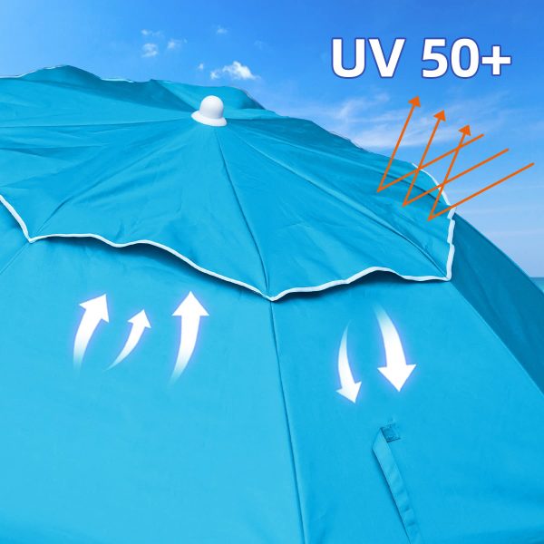 Wholesale Foldable Beach Umbrella Customizable Sun Shade Umbrellas 6FT Foldable Travel Beach Umbrella with Sand Anchor