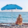 Wholesale Foldable Beach Umbrella Customizable Sun Shade Umbrellas 6FT Foldable Travel Beach Umbrella with Sand Anchor