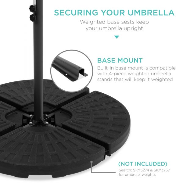 10' Commercial Solar LED Cantilever Umbrella | 24 Lights | for Resort