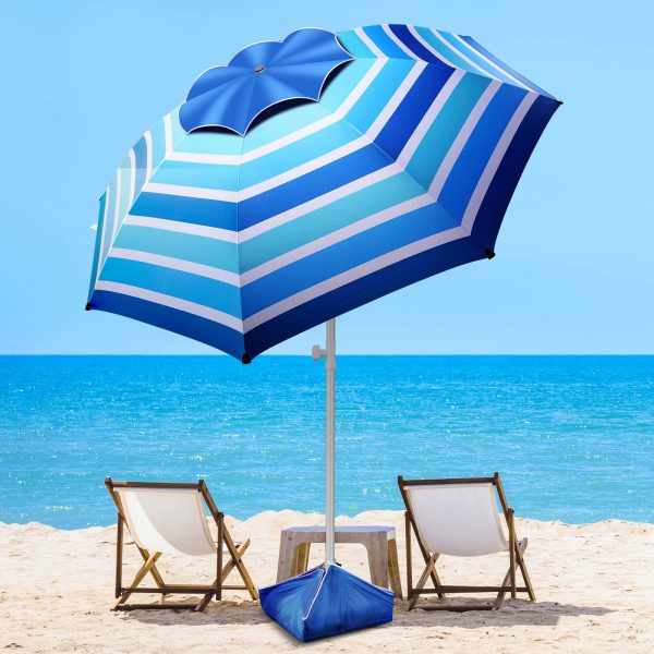 Wholesale 8FT Commercial Beach Umbrella – Wind Resistance Level 7, UPF50+ UV Protection, Sand Anchor & Tilt Design for Resort/Patio/Outdoor Rental Business