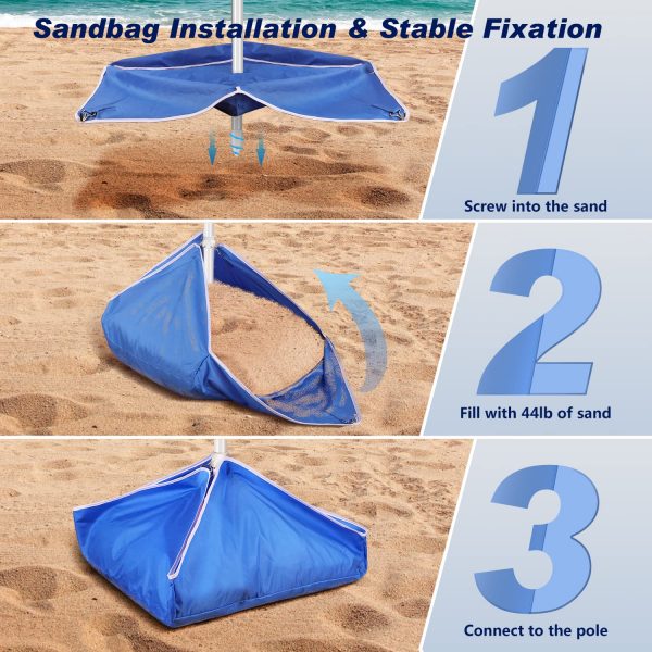 Wholesale 8FT Commercial Beach Umbrella – Wind Resistance Level 7, UPF50+ UV Protection, Sand Anchor & Tilt Design for Resort/Patio/Outdoor Rental Business