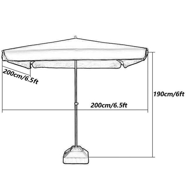 6.5'x6.5' Blue Rectangular Market Umbrella | Commercial Use