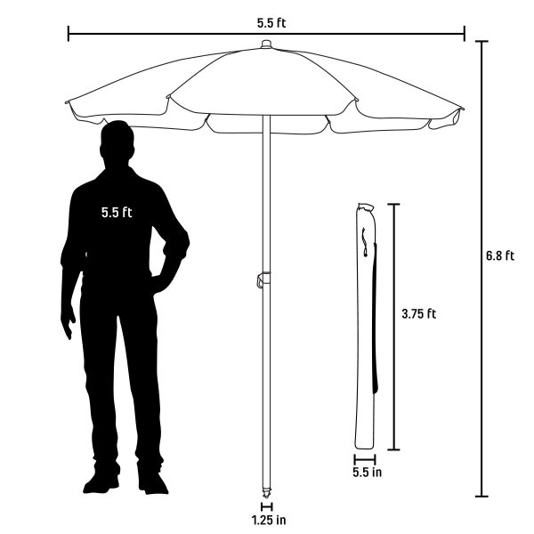 Lightweight 5.5FT Beach Umbrellas Wholesale – Compact Tilt Pole, Carry Bag, UPF50+ Sunshade for Camping/Travel/Retail Stores