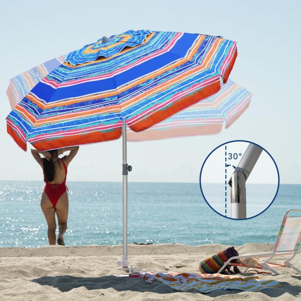 Bulk Supply 7ft Heavy Duty Windproof Beach Umbrella – Reinforced Sand Anchor, Ventilated Tilt Canopy, UV50+ for Hotel/Pool/Garden Wholesale