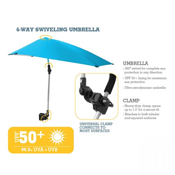 Wholesale SPF50+ Adjustable Sport-Brella with Universal Clamp – Compact Portable Sun Shade for Chairs/Strollers/Golf Carts