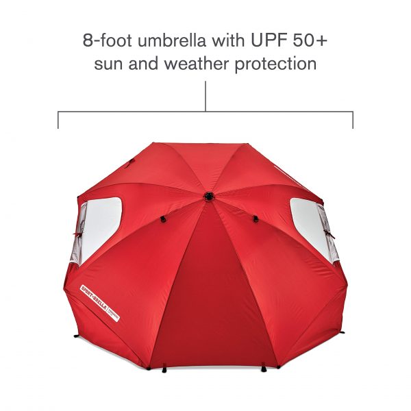 Wholesale 8FT UPF50+ Premium Umbrella Shelter – Dual Sun/Rain Protection with Side Panels & Auger Anchor for Beach/Events